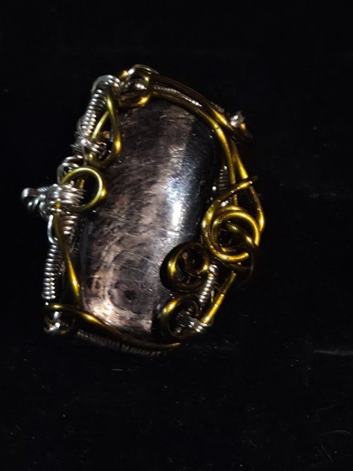 Bague hypersthène ajustable-silver Bronze 