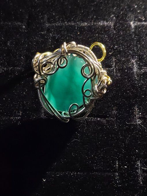 Bague -Onyx verte -ajustable 