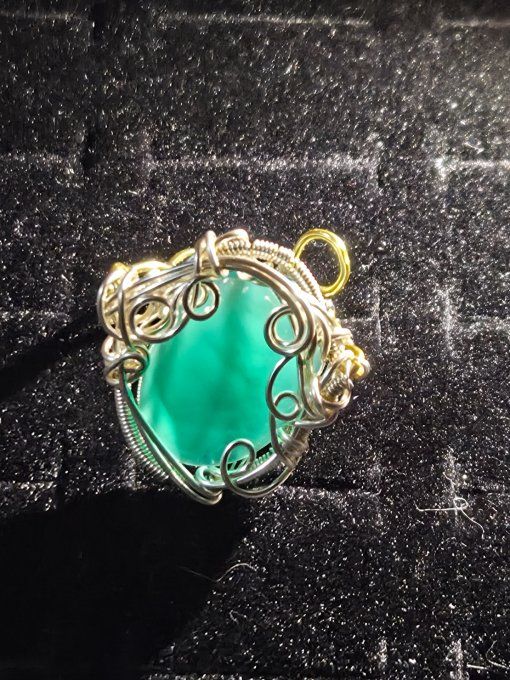 Bague -Onyx verte -ajustable 