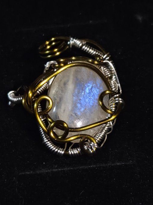 Bague Pierre de Lune -Belomorite - ajustable 