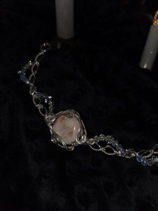 Collier Constellation De La Vierge – Scolécite Rose Naturelle  