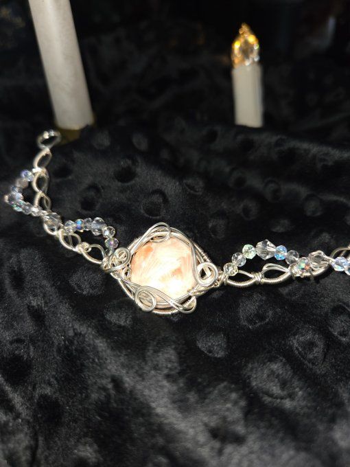 Collier Constellation De La Vierge – Scolécite Rose Naturelle  