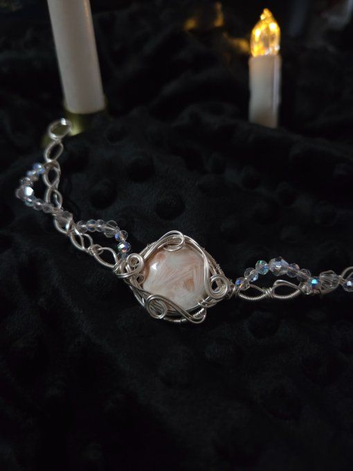 Collier Constellation De La Vierge – Scolécite Rose Naturelle  