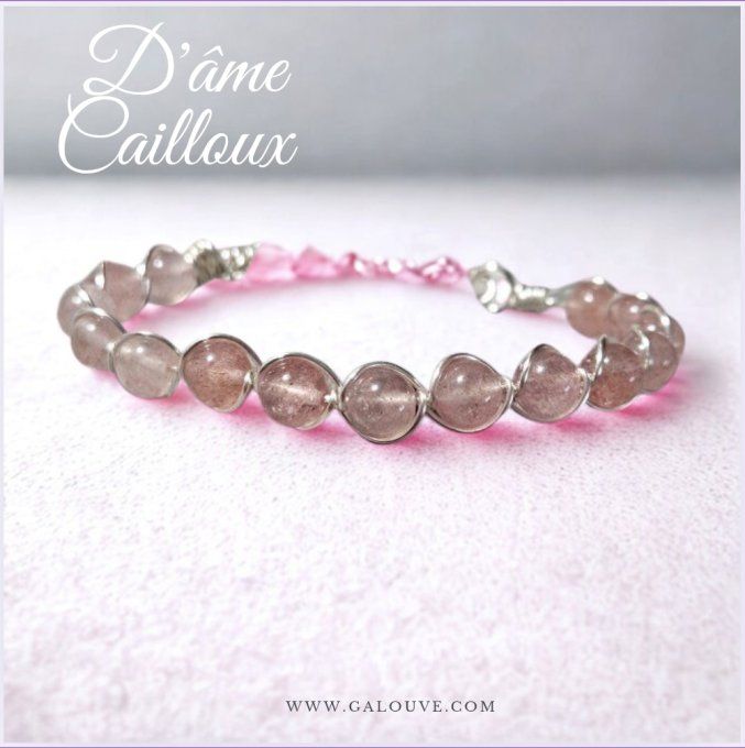 Quartz Fraise - bracelet perle 6mm