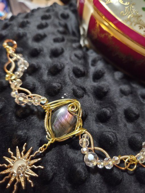 Constellation  de la Courrone Boreal - labradorite violette rose et bleu 