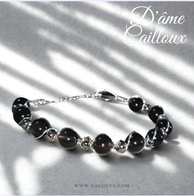  Obsidienne Larme d'apache✨Bracelet 8 mm