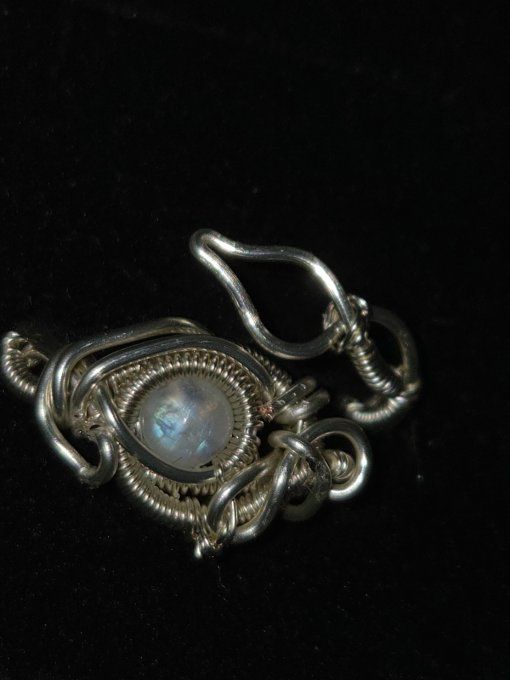 Bague pierre de lune : Péristerite ✨ Ajustable 