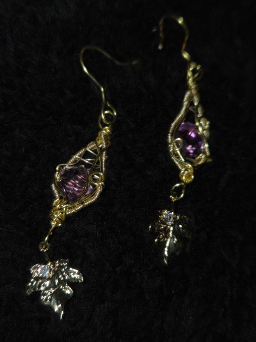 Boucles d’oreille amethyste Or facette.