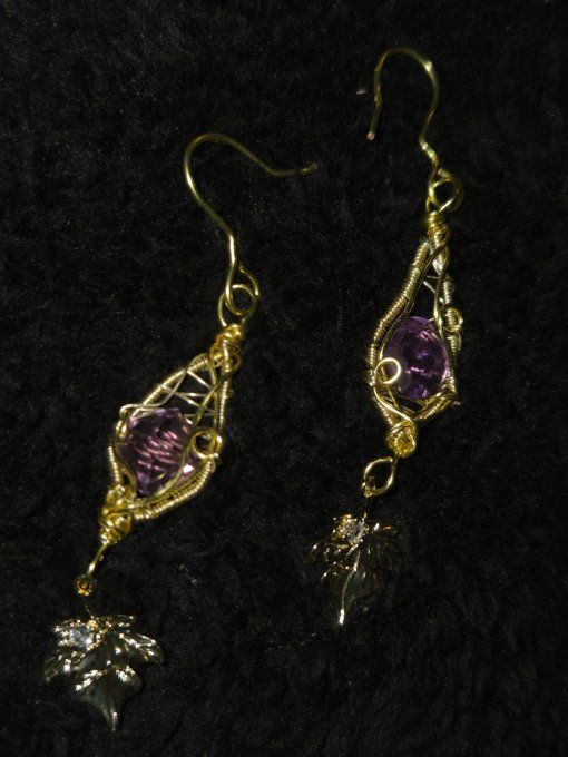 Boucles d’oreille amethyste Or facette.
