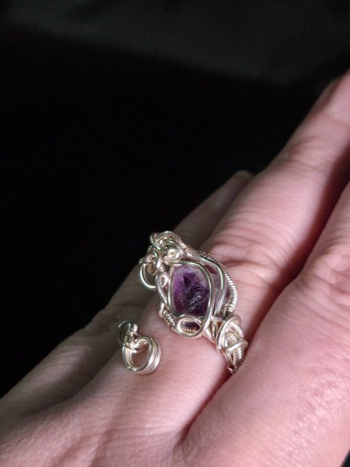 Bague fluorite brut Ajustable 