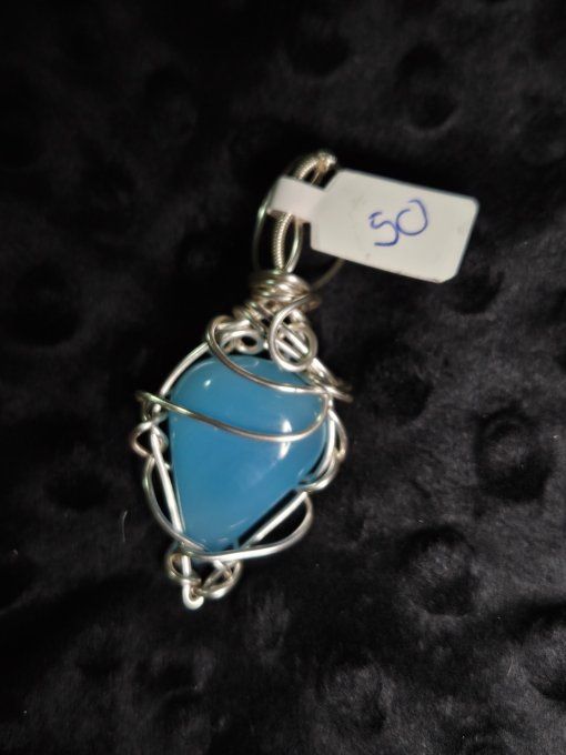  Onyx bleu d'argentine - Amulette