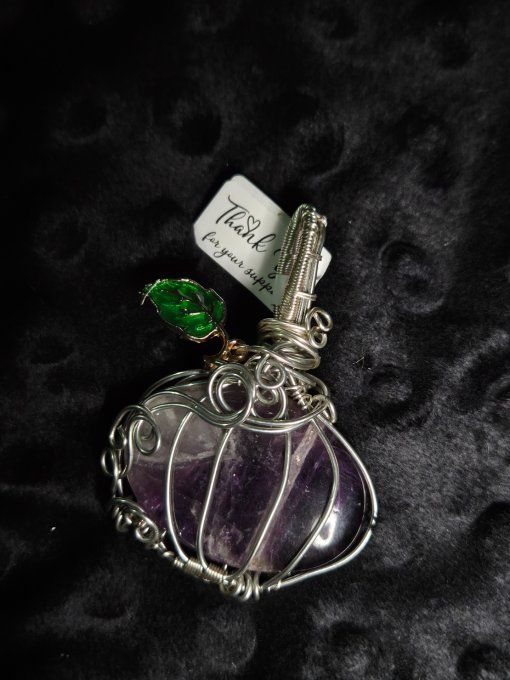 Amulette Améthyste chevron Citrouille ✨