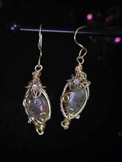 Boucles D’Oreille etoile Opale Verte 