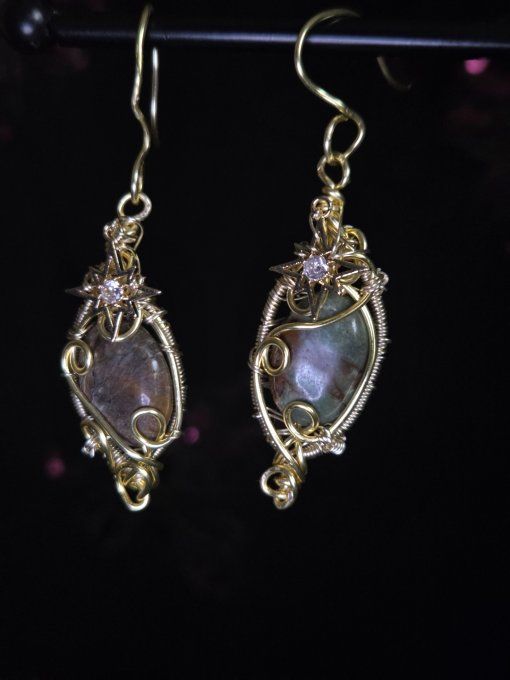 Boucles D’Oreille etoile Opale Verte 