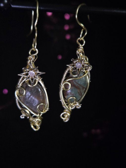 Boucles D’Oreille etoile Opale Verte 