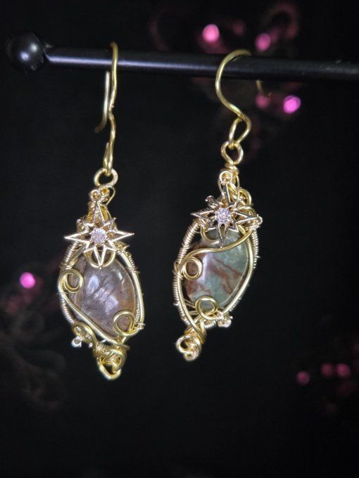 Boucles D’Oreille etoile Opale Verte 