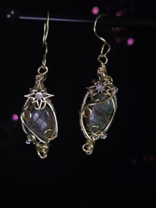 Boucles D’Oreille etoile Opale Verte 