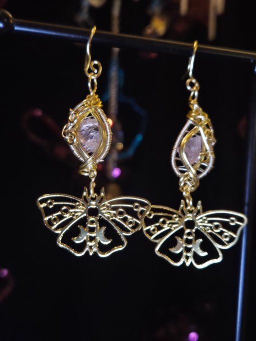 Boucles D’Oreilles Morganite -Papillon D’Etoile
