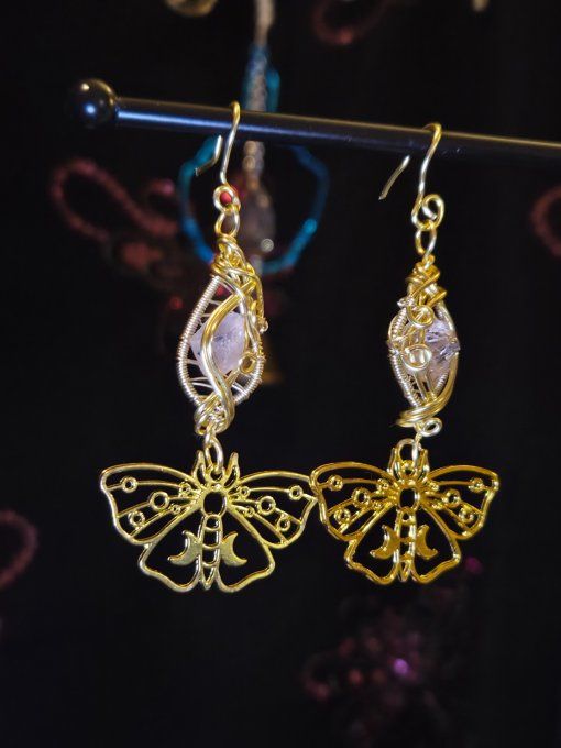 Boucles D’Oreilles Morganite -Papillon D’Etoile