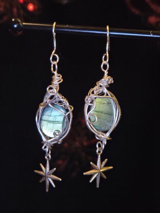 Boucles D’Oreilles En Labradorite – Protection & Éclat Intuitif 