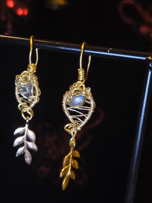 Pierre de lune ✨ Péristerite ✨ Boucle d'oreille. 