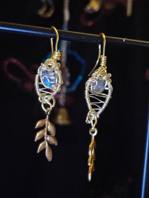 Pierre de lune ✨ Péristerite ✨ Boucle d'oreille. 