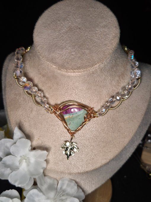 Constellation De La Libellule — Collier Modulable En Fuchsite Rubis   