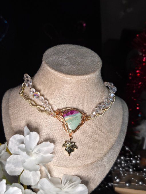 Constellation De La Libellule — Collier Modulable En Fuchsite Rubis   