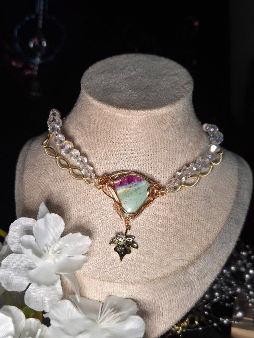 Constellation De La Libellule — Collier Modulable En Fuchsite Rubis   