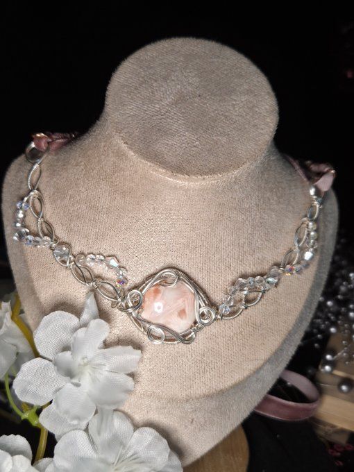 Collier Constellation De La Vierge – Scolécite Rose Naturelle