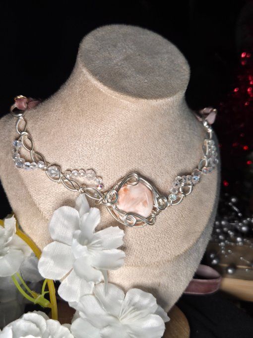 Collier Constellation De La Vierge – Scolécite Rose Naturelle  