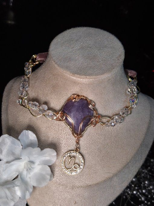 Collier Astro du Capricorne ♑ Lepidolite 