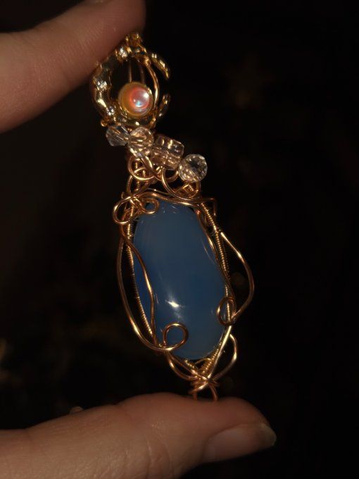 Amulette Cuivre Onyx Bleu