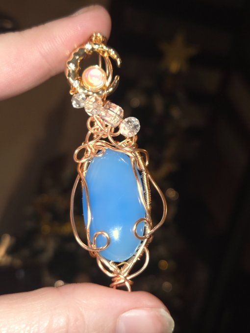 Amulette Cuivre Onyx Bleu