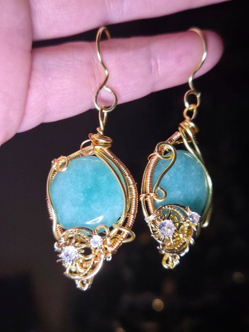 Boucle d'oreille Amazonite - Larmes d'Héra 