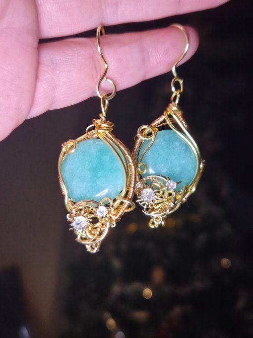 Boucle d'oreille Amazonite - Larmes d'Héra 