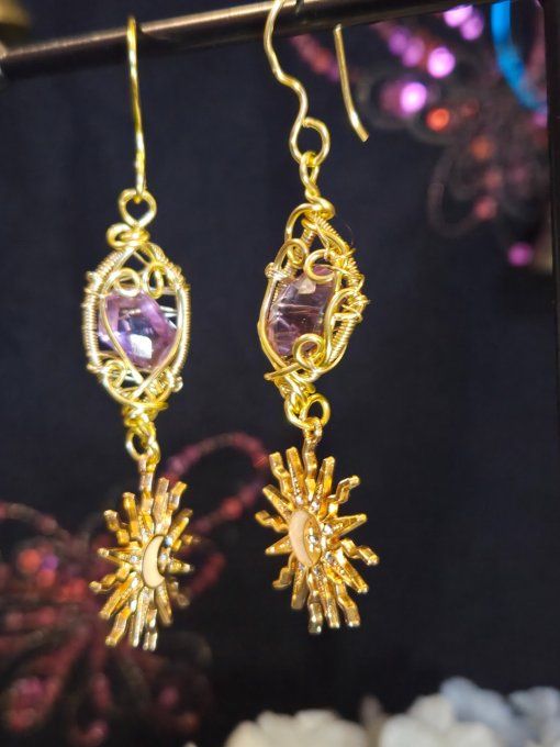 Boucle D’Oreille en Amétrine – Créativité & Abondance  