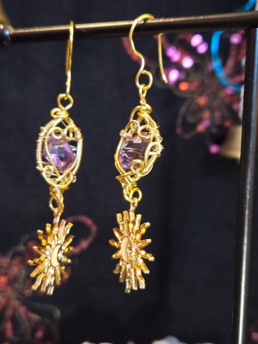 Boucle D’Oreille en Amétrine – Créativité & Abondance  