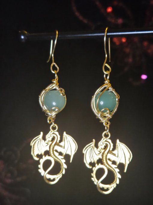 Boucle d’oreille Aventurine Verte 