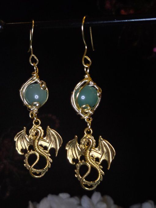 Boucle d’oreille Aventurine Verte 