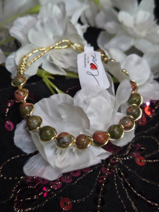 Bracelet Tressé En Unakite – Énergie, Harmonie & Sérénité  