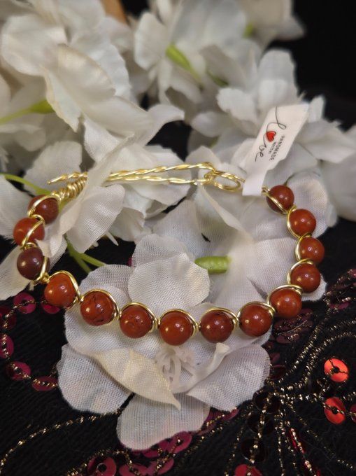 Bracelet Jaspe rouge -force vitale : énergie protectrice 