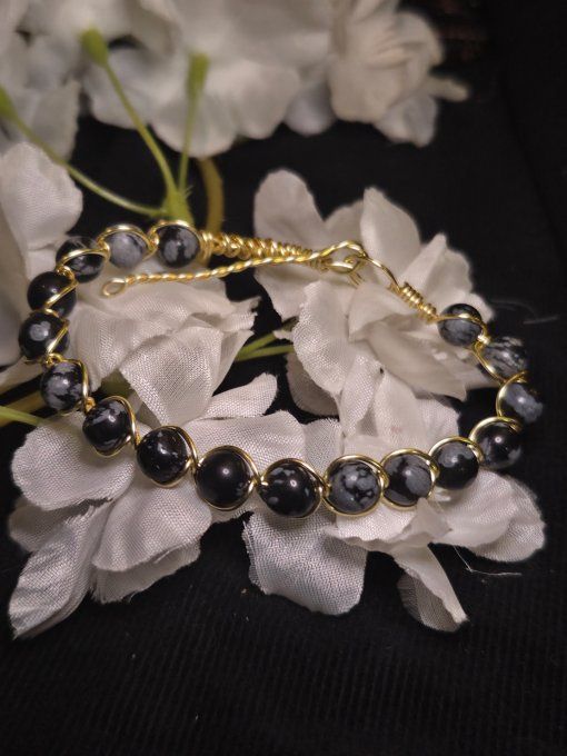 Bracelet Obsidienne neige -protection et équilibre 