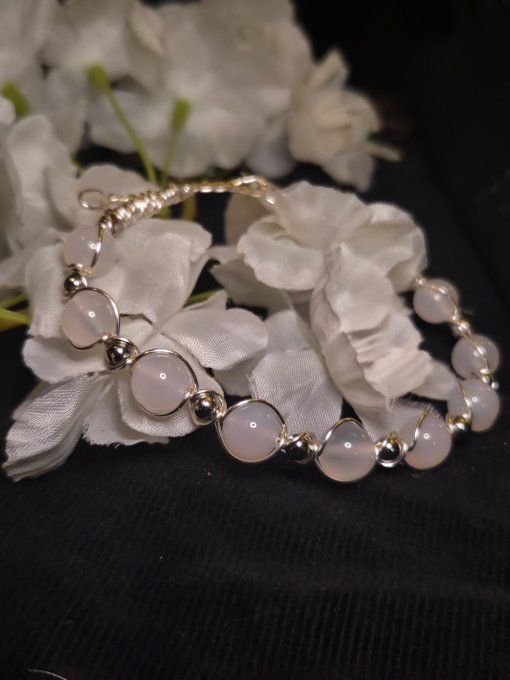  Bracelet  Agate blanche 