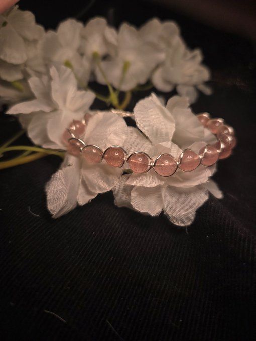 Bracelet Quartz fraise -Amour ,Joie & Douceur 
