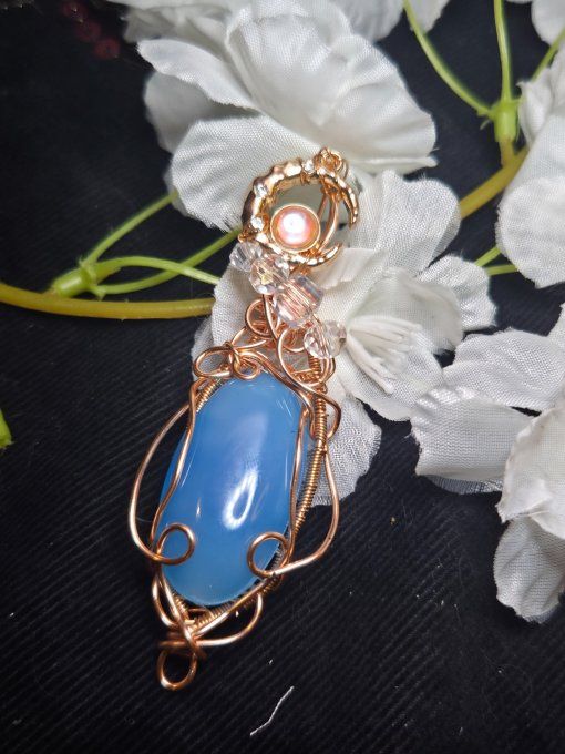 Amulette Cuivre Onyx Bleu