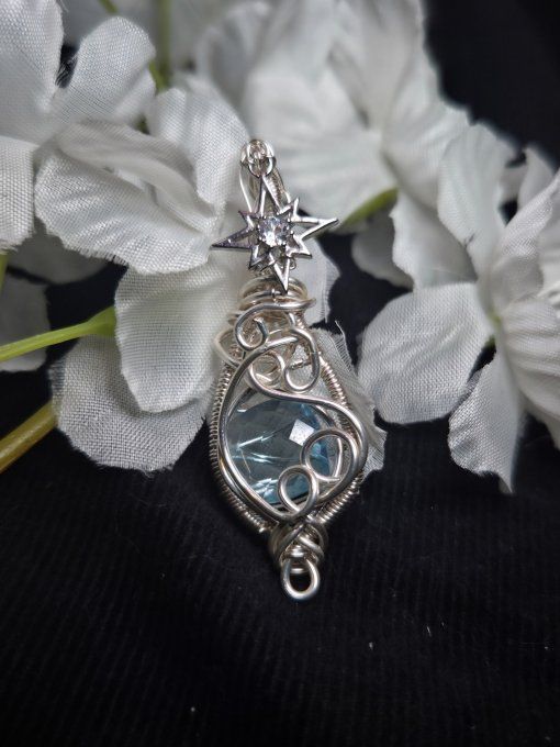Pendentif Topaze bleu du Brésil✨