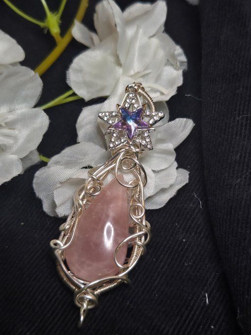 Amulette Morganite - Béryl rose -Amour, Paix Intérieure