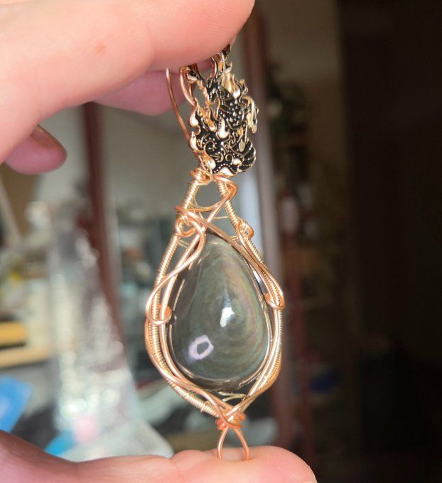 Pendentif  Œil Céleste – Protection & Clarté Spirituelle -Or cuivre rose 