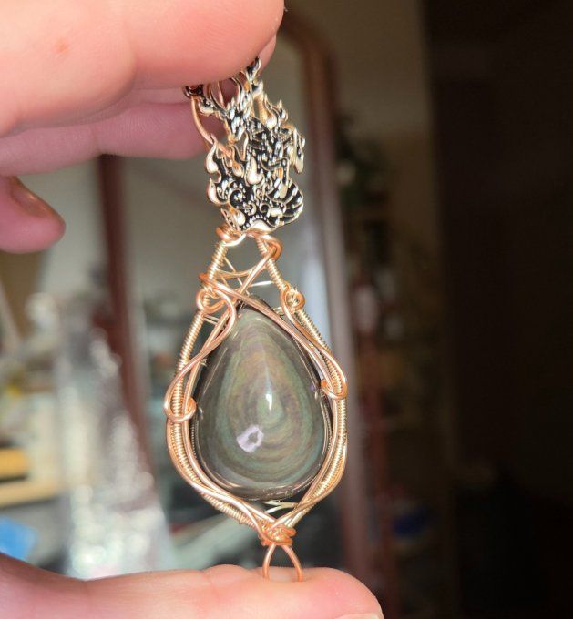 Pendentif Œil Céleste – Protection & Clarté Spirituelle -Or cuivre rose